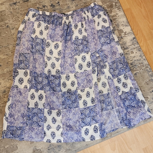 J. Crew Side-slit Purple Patchwork Pull On Maxi Skirt Cotton Size 3X - Picture 6 of 16